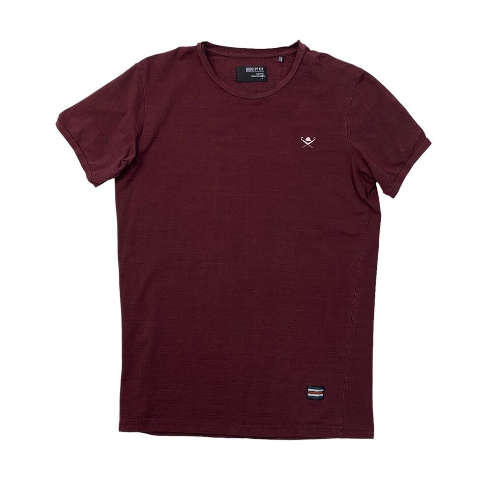Hood By Air T Shirt Mens M Medium Burgundy Crew Neck Basic Short Sleeve Tee